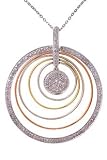 14K Tri-color Gold Diamond Pendant w/ Chain