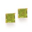 14K EARRINGS W/ 6MM SQUARE PERIDOT (POST)