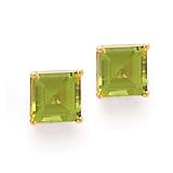14K EARRINGS W/ 6MM SQUARE PERIDOT (POST)