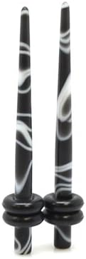 10G ~ 2.6mm ~ Marble Black & White Acrylic Ear Taper & Stretcher Gauge Ear Plugs ~ Sold as a Pair