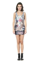 Sexy General Print Corset   Waistline Tank Polyester/Spandex Mini Dress  with a Brush/Sweep Train 