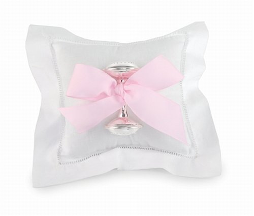 Silverplate Cross Rattle with Pillow-Pink Silverplate Cross Rattle with Pillow-Pink