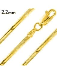 14K Gold Plated Silver Snake Chain 2.2mm (16", 18" 20" 22" 24" 30" Inch Lengths)