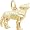 Wolf Charm, Gold Plated Silver