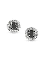 0.64ct Black & Diamond Stud Earrings 14k Gold