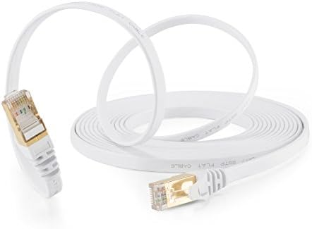 15 Feet Cat 7 Cable ,Ethernet Cable,Shielded (SSTP) Network Cable Cat 7 Flat Ethernet Patch Cable,Snagless Rj45 Connectors,10 Gigabit Ethernet Ultra Flat 600MHz Cat7 Cable - 15ft White