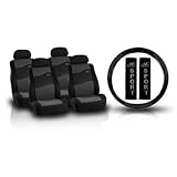 Car Seat Cover Full Set Faux Leather Black and Gray