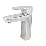 uxcell　シングルレバー　水栓　冷温水ホース　シルバートーン　クローム仕上げ