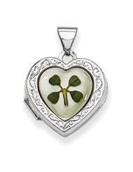 Genuine IceCarats Designer Jewelry Gift Sterling Silver Mop With 4 Leaf Clover 2-Frame Heart Locket