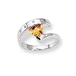 Citrine and Diamond Sterling Silver Ring (Sizes 6-8)