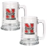 Nebraska Cornhuskers 2pc 15oz Glass Tankard Set NCAA College Athletics