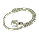 Charm Buddy © 20cm Silver Plated Love Snap Clasp Charm Bracelet Fits Pandora, Troll, Chamilia Charms, Beads, Spacers