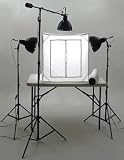 Photo Light ALZO 250 Quartz Halogen 28 Tent Kit - 3 Lights + Micro Boom - an economical solution for product photography compatible with digital cameras such as Nikon, Canon as well as film cameras
