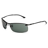 Ray-Ban Unisex RB3183 Sunglasses,Black Frame/Grey And Green Lens,63 mm