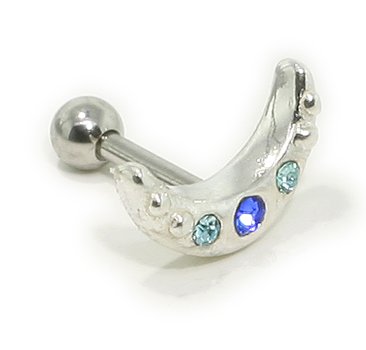 925 Sterling Silver BLUE MOON Cartilage Stud - Helix Piercing Jewelry - Each Sold Separately