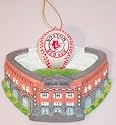 FENWAY PARK W/BASEBALL ORNAMENT - 3.75" BAS-RELIEF FLATBACK RESIN FENWAY PARK W/BASEBALL ORNAMENT