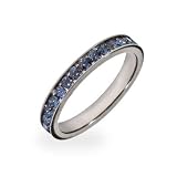 Eve's Addiction Sapphire CZ Sterling Silver Stackable Eternity Band