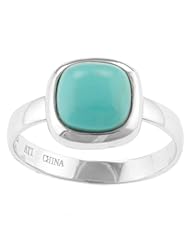 Sterling Silver Square Genuine Stone Ring