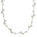 Sterling Silver Genuine Freshwater Cultured White Pearl Vine Necklace