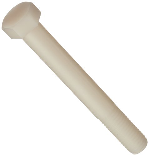 Nylon 6/6 Hex Bolt, Plain Finish, Off-White, Hex Head, External Hex Drive, 4