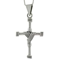 Sterling Silver 1 3/4 Wire Wrapped Tube Cross Pendant