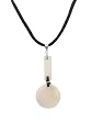 Necklace - N226 - Long Cream / White Shell hung on Black 16" Silk/Satin Cord + 2" Extension Chain