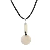 Necklace   N226   Long Cream / White Shell hung on Black 16 Silk/Satin Cord + 2 Extension Chain silver graphics