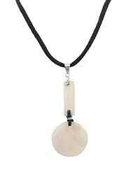 Necklace - N226 - Long Cream / White Shell hung on Black 16" Silk/Satin Cord + 2" Extension Chain