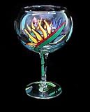 Bird of Paradise Design - Hand Painted - Goblet - 12.5 oz.