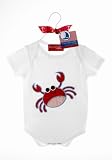 Mud Pie Boathouse Baby Cotton Onesie Crawler, Crab, 0 - 6 Months