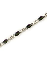 14K White Gold Oval Mystic Topaz and Diamond Bracelet