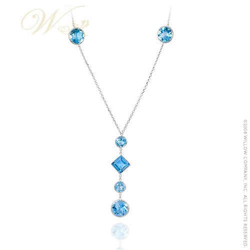 WILLOW GOLD: *SWISS BLUE LAGOON NECKLACE 14 KARAT WHITE GOLD*