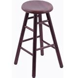 Holland Bar Stools York 30 ft Saddle Dish Oak Bar Stool - Turned Legs - Dark Cherry Finish