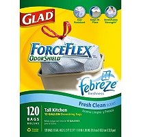 Glad ForceFlex Tall Kitchen Bags, 13 Gallon - 120 Bags