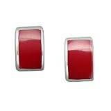 .925 Silver and Red Coral Post Earrings