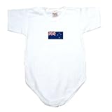 BABY BODYSUIT WHITE FLAG  NEW ZEALAND  3 - 6 Months