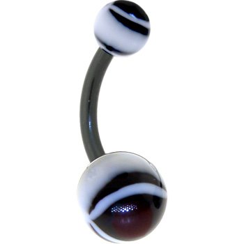 Bioplast Black Cateye Star Belly Ring