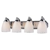 Elk Lighting 570-4C-SW 4 Light Vanity In Polished Chrome And Snow White Glass