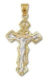14kt Two-Tone Gold Crucifix. 1.5 Inches Long By 1 Inch Wide