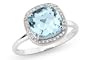 3 1/2 Carat Blue Topaz and Diamond 14K White Gold Ring