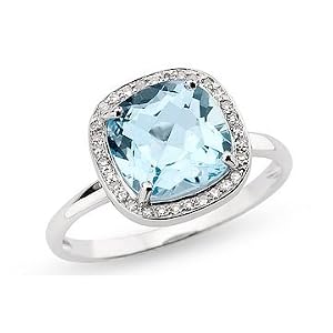 3 1 2 Carat Blue Topaz and Diamond 14K White Gold Ring by Ice.com
