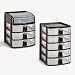 Rubbermaid 9A6000BLA Mini storage drawers with flip-top lid, 8-3/4 high, black with 3 clear drawers