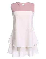 Sexy Round Neck Chiffon/Cotton/Silk/Spandex Tiered Colorblocking Cocktail Short Sleeveless Club Dress/Prom Dress/Wedding Dress 