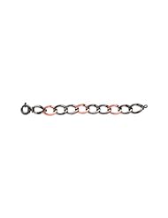 Silver 8.25" With Ruthenium Rose Finish Shiny Twisted Oval Link 2-Tone Fancy Bracelet With Spring Ring Clasp