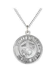 Saint Christopher United States Marine Corps Sterling Silver Necklace With 18" Chain