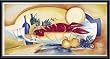 Art Poster Metal Framed Print - Wine & Lobster For Two - Artist: Alfred A. Gockel- Poster Size: 12 X 27