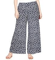 Plus Cherry Print Wide Leg Beach Trousers