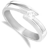 Image of Jewelco London 18 carat solid white gold 17pts Fine Diamond cross-over solitaire Ring