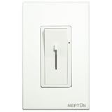 Neptun Apollo 80005-PW - Single Pole - Compact Fluorescent Dimmer - Paddle and Slide Switch - 600 Watt - Pearl White