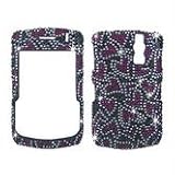 BLACK with SILVER & PINK HEARTS DIVA CRYSTALS snap on cover faceplate for Blackberry Curve 8300 8310 8320 & 8330